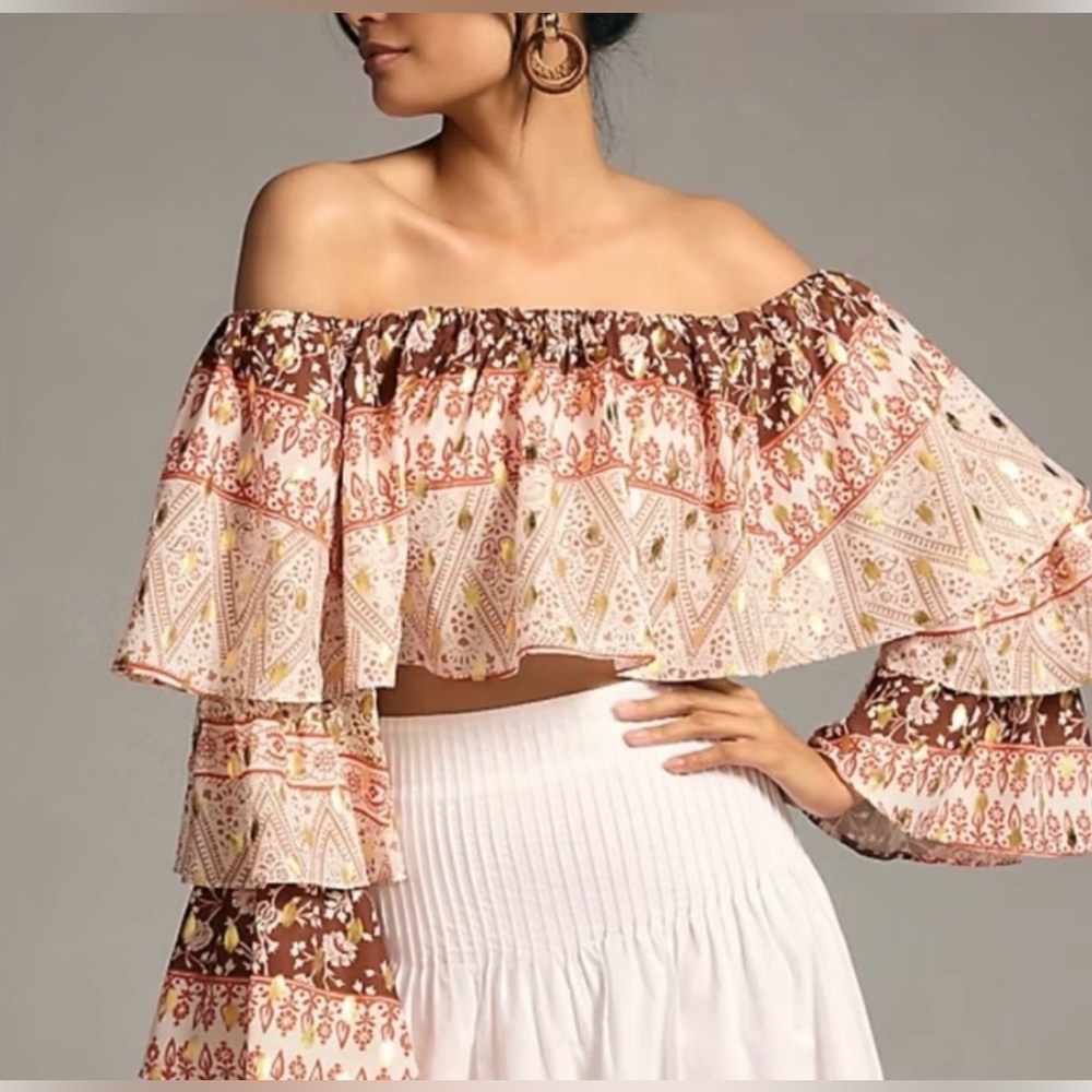New! Mare Mare x Anthropologie crop blouse S - Picture 2 of 12